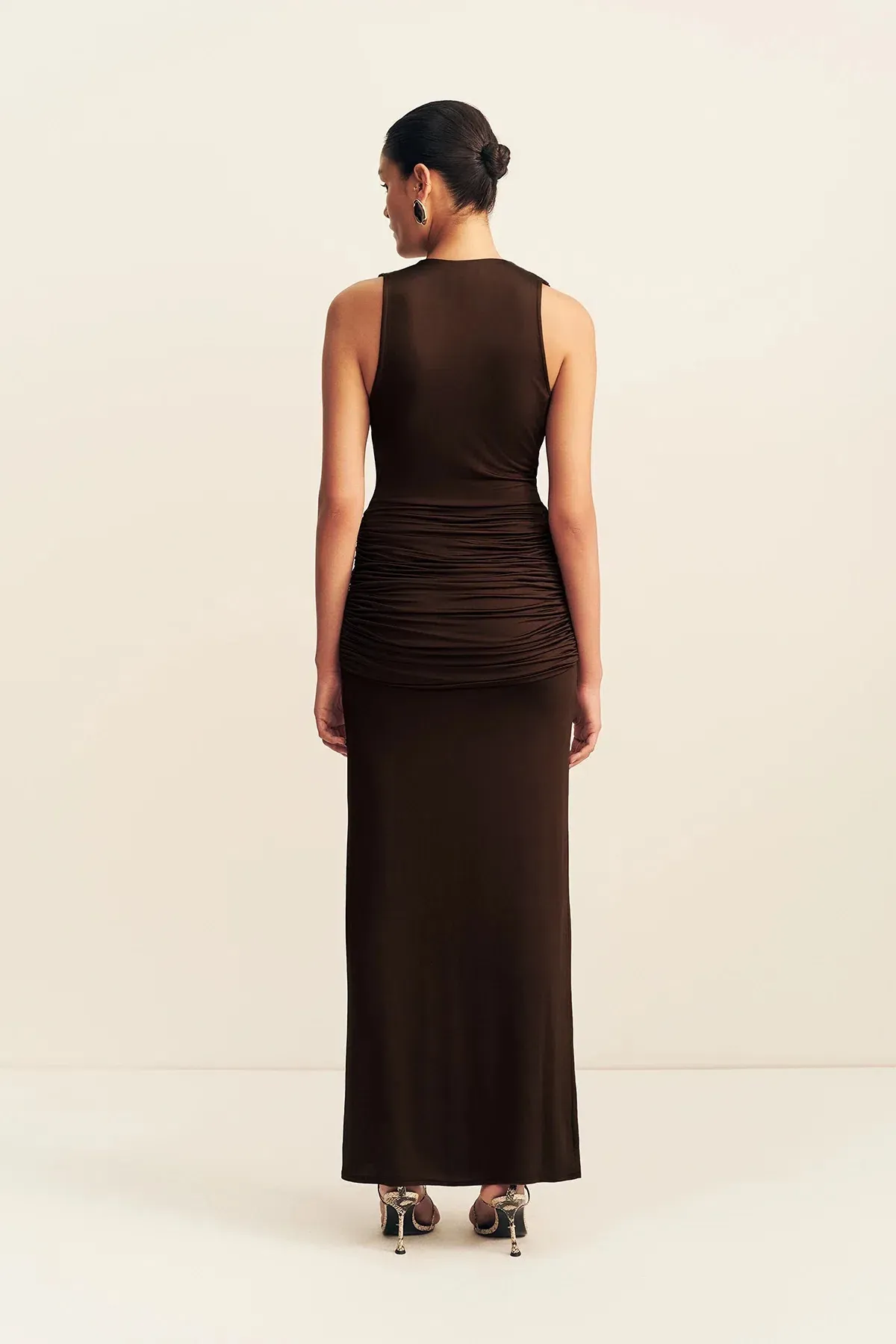 Miro slinky jersey plunged maxi dress | ristretto - Image 4