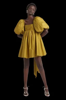 Aje Casabianca Puff Sleeve Mini Dress Olive Green Size 6 for rent on The Volte - image 1
