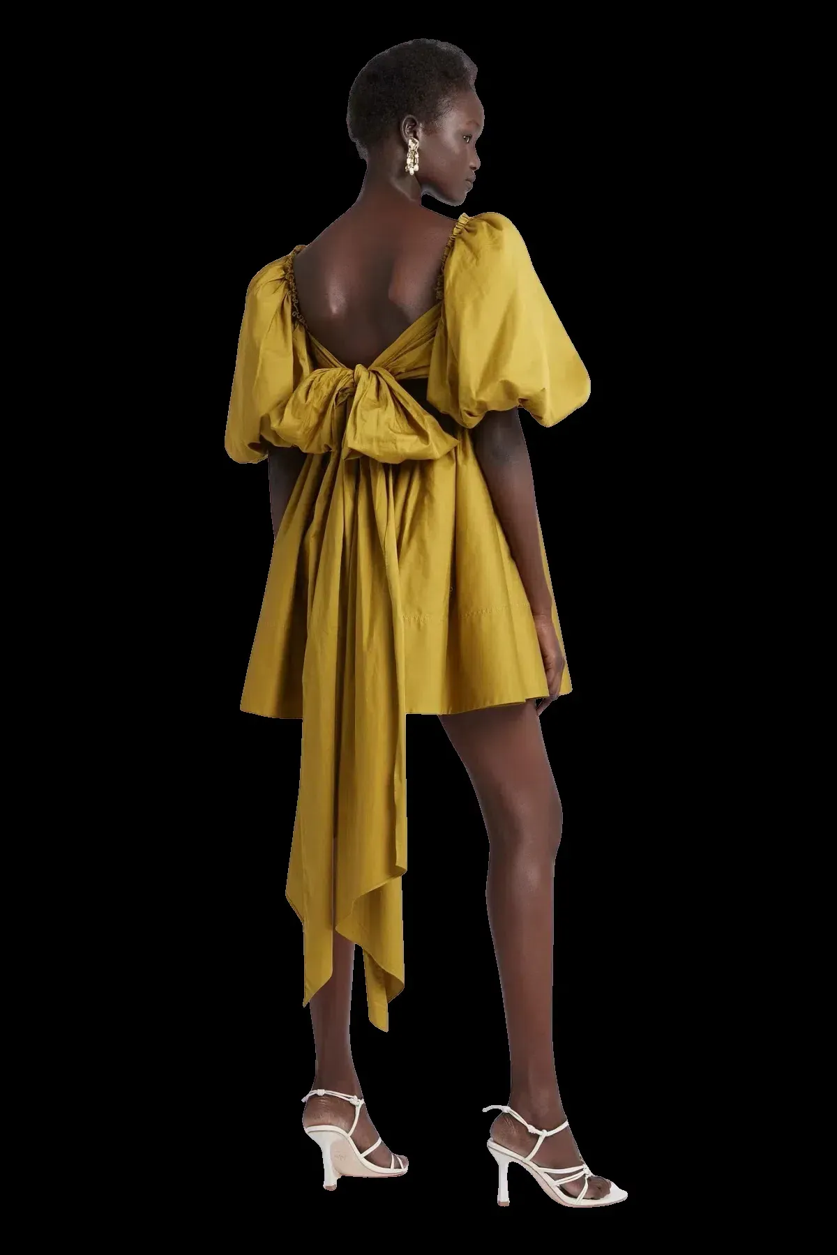Aje Casabianca Puff Sleeve Mini Dress Olive Green Size 6 - Image 2