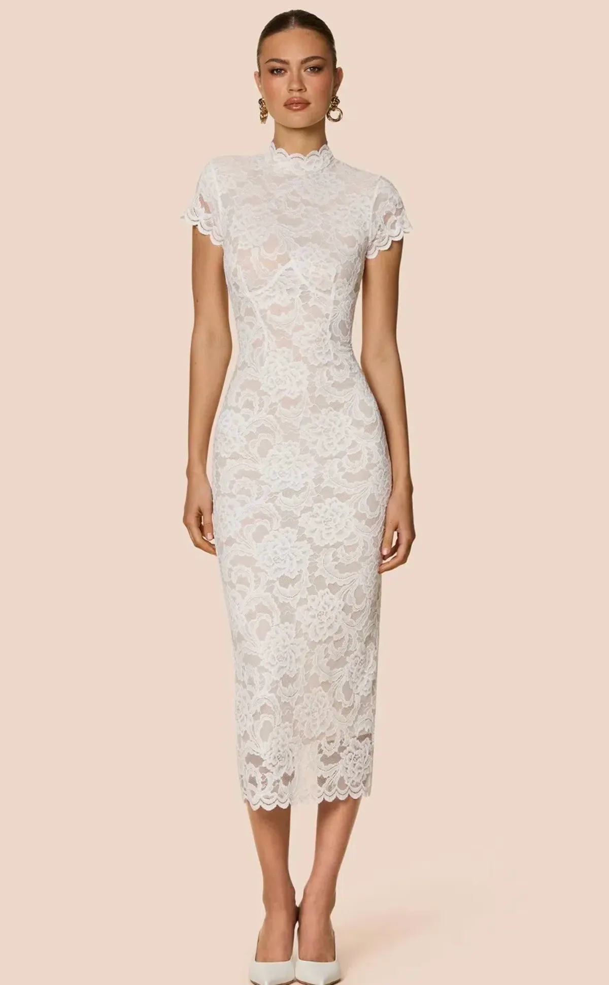 NOOKIE Alessia Midi in White Lace Size XS (AU 6) - Image 2