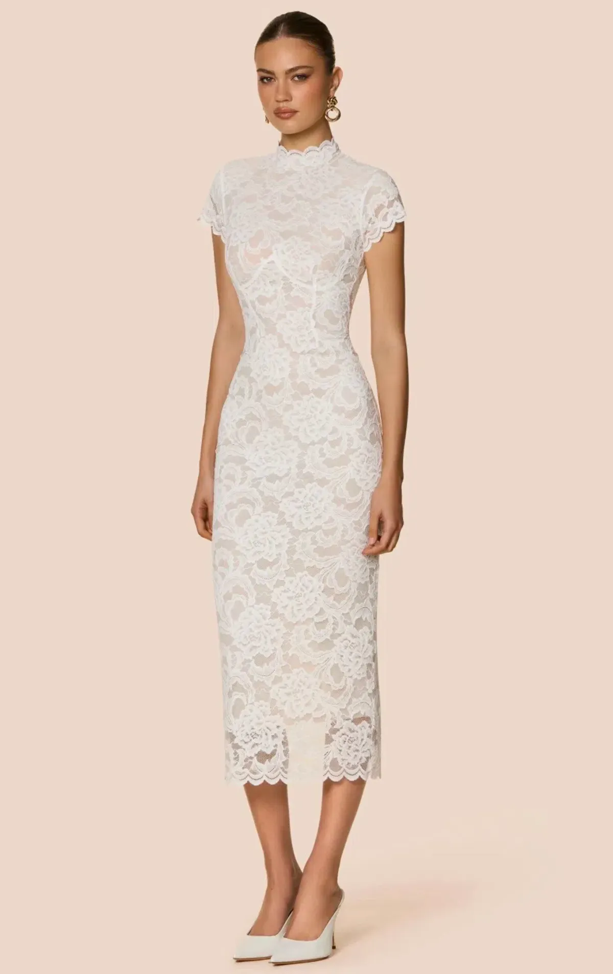 NOOKIE Alessia Midi in White Lace Size XS (AU 6) - Image 1