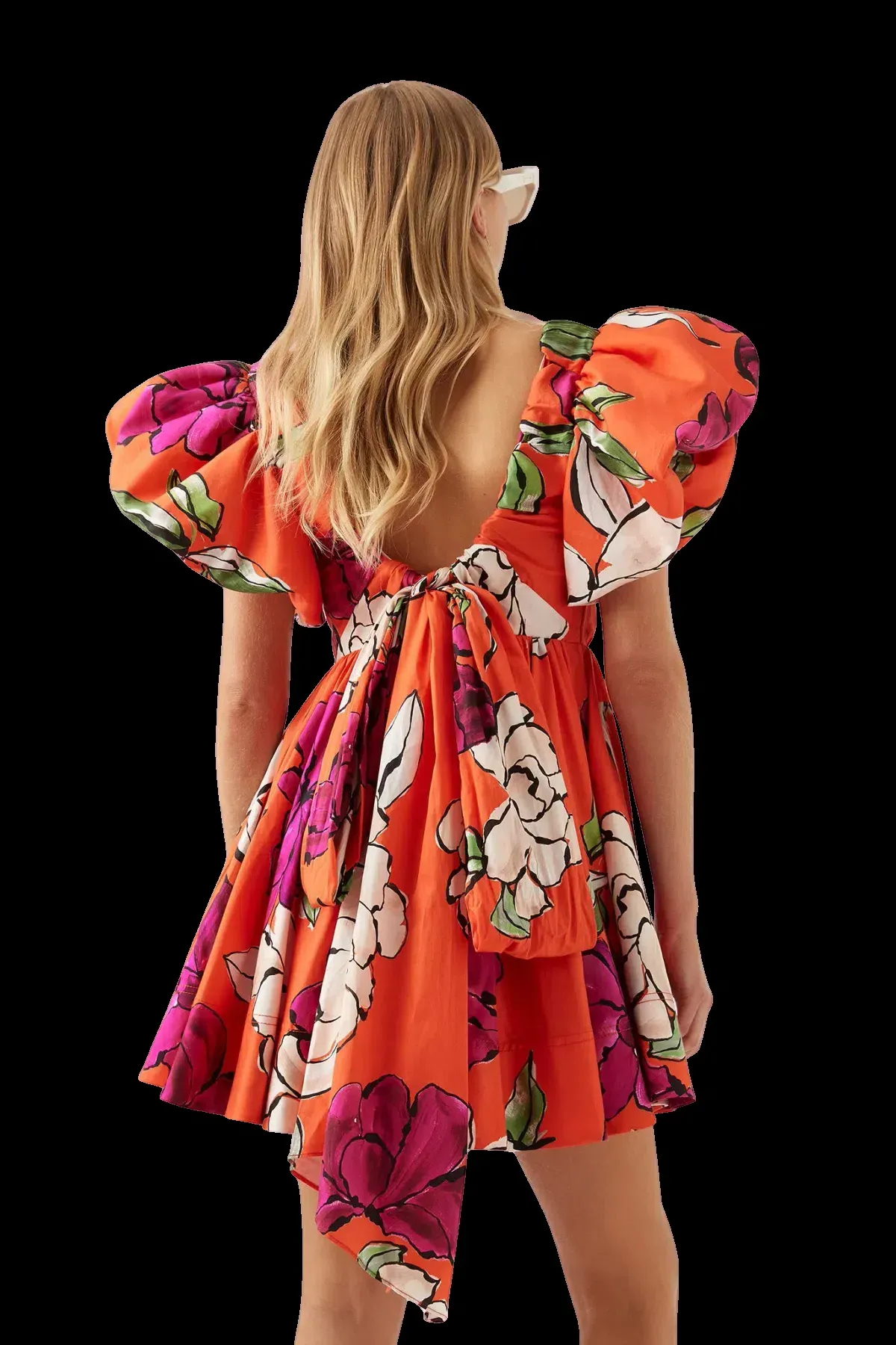 Aje Gretta Bow Back Mini Dress Floral Print & Orange Size 10 - Image 2