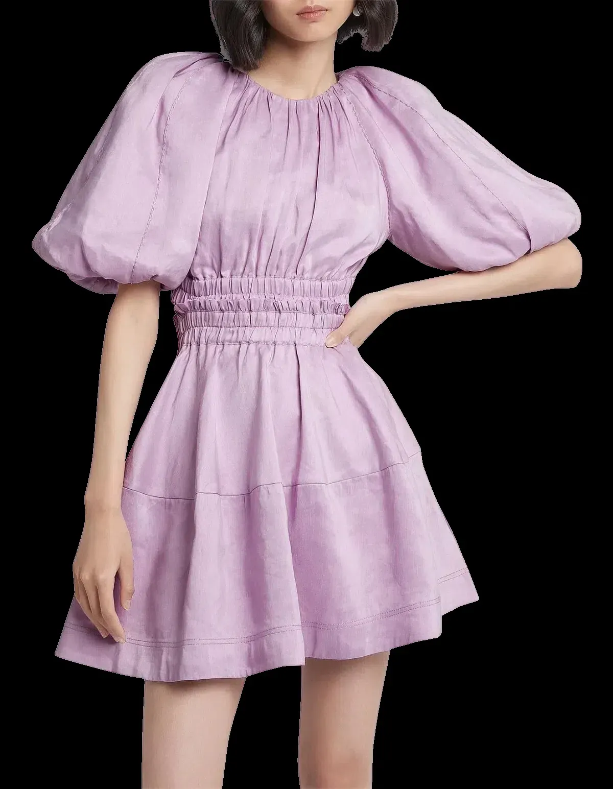 Aje Solitude Lilac Puff Sleeve Cut Out Mini Dress Purple Size 8 - Image 1