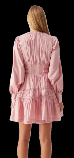 Aje Fallingwater Ruched Mini Dress Chalk Pink Size 12 for rent on The Volte - image 2