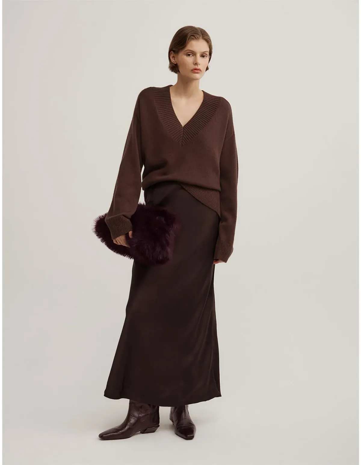 Witchery Bias Slip Skirt Size 14 AU Espresso - Image 1