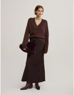 Witchery Bias Slip Skirt Size 14 AU Espresso for rent on The Volte - image 1