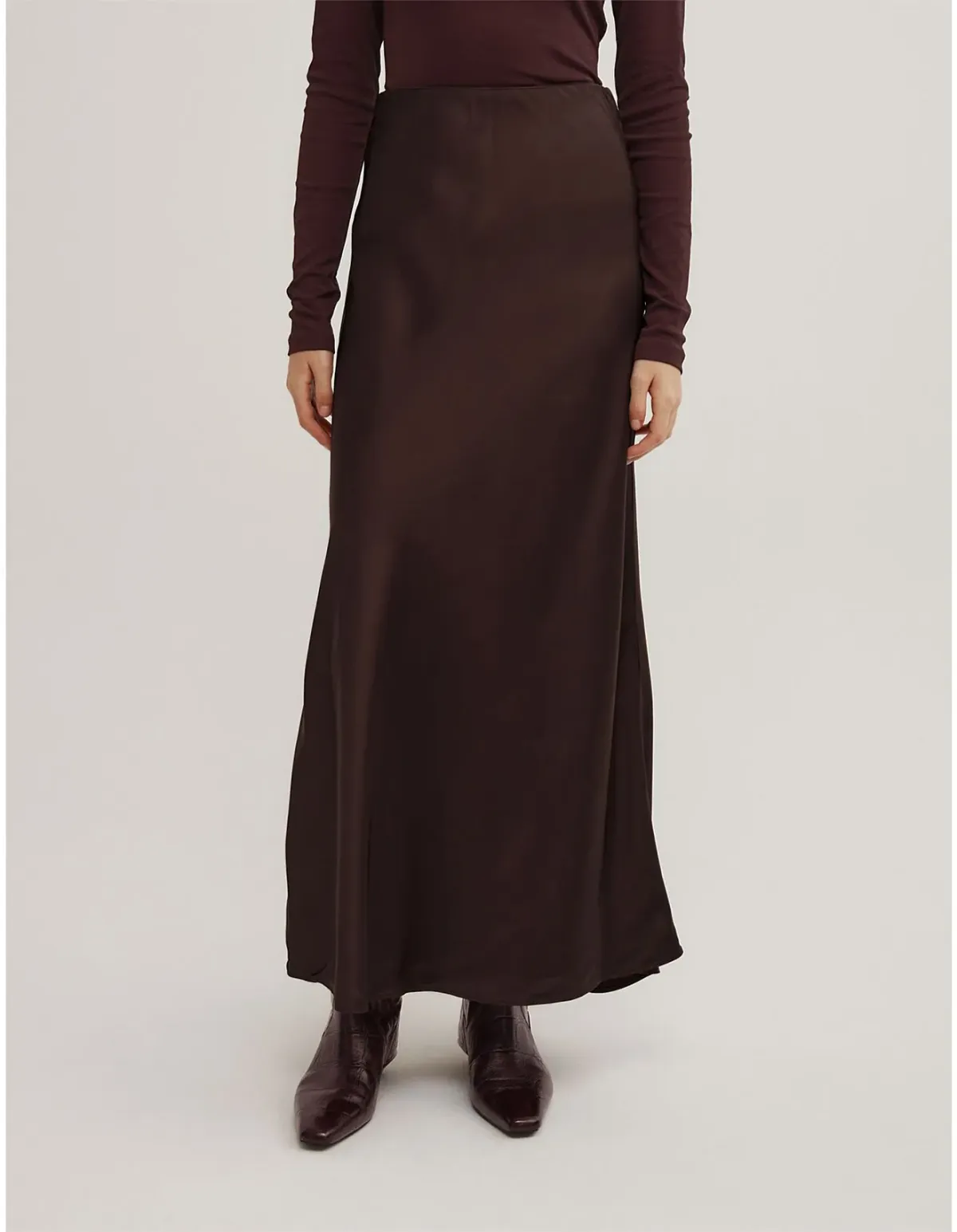 Witchery Bias Slip Skirt Size 14 AU Espresso - Image 2