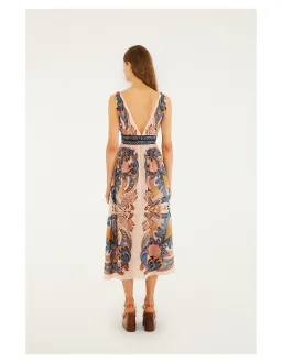 Farm Rio Garden Scarf Soft Pink Midi Dress Size L for rent on The Volte - image 3