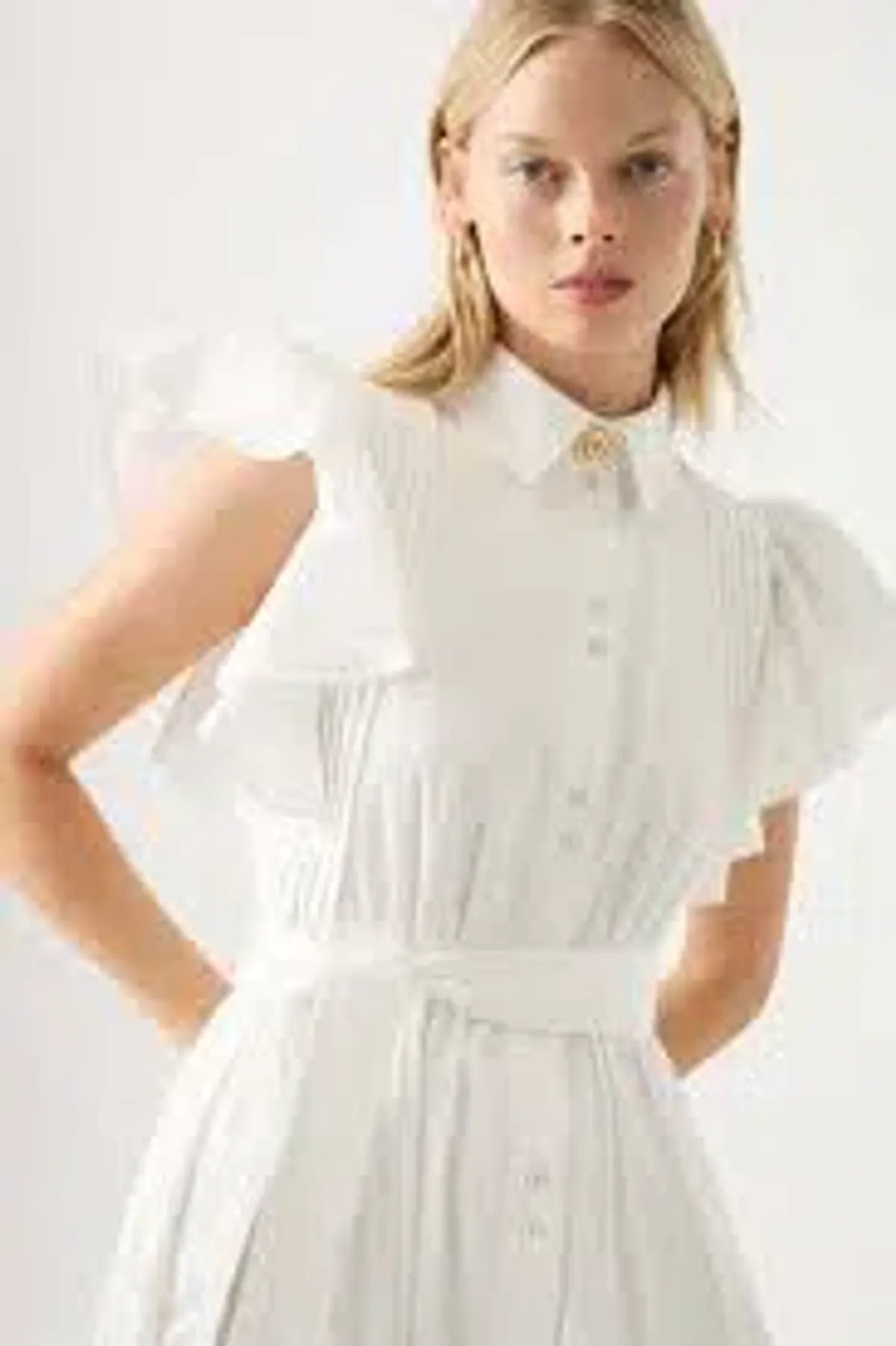 AJE Kindred Frill Midi Dress – Ivory | Size 12 - Image 2