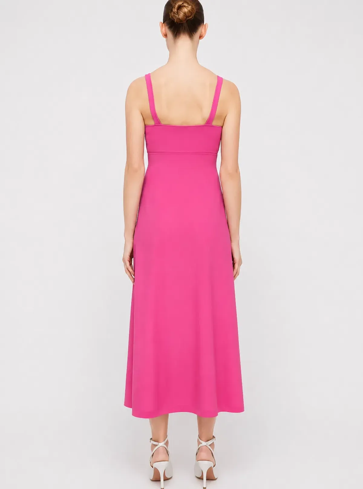 Scanlan Theodore Crepe Knit Square Neck Midi Dress Pink Size M - Image 3
