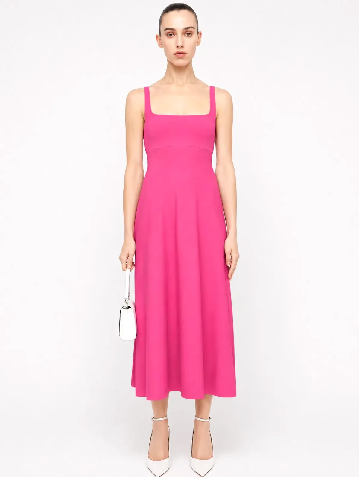 Scanlan Theodore Crepe Knit Square Neck Midi Dress Pink Size M - Image 2