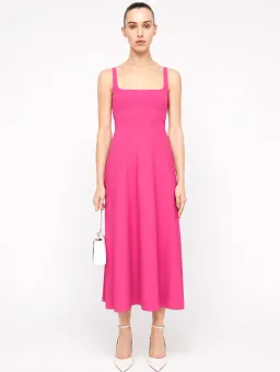 Scanlan Theodore Crepe Knit Square Neck Midi Dress Pink Size M for rent on The Volte - image 2