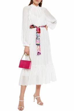 Zimmermann Wavelength Postcard Scarf Tie White Midi Swing Dress Size 1 AU 10  for rent on The Volte - image 1