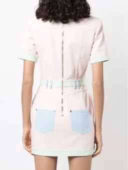 Balmain multi-panel short sleeve dress (pink denim) size 36 for rent on The Volte - image 7