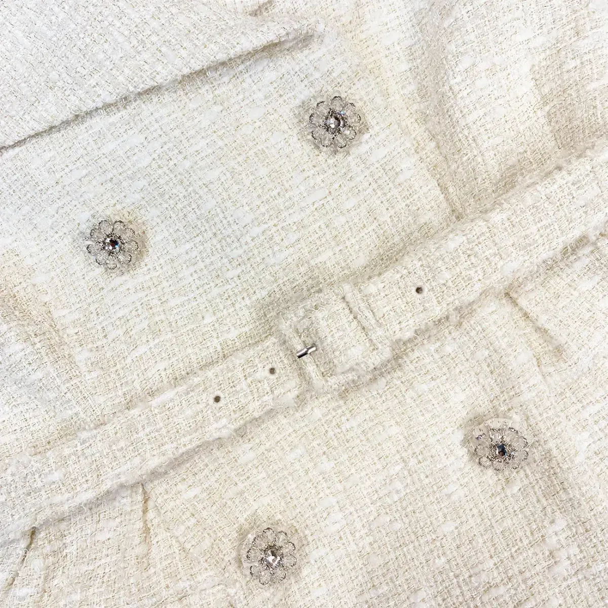 Self Portrait cream off shoulder boucle midi dress- Size 10 - Image 5