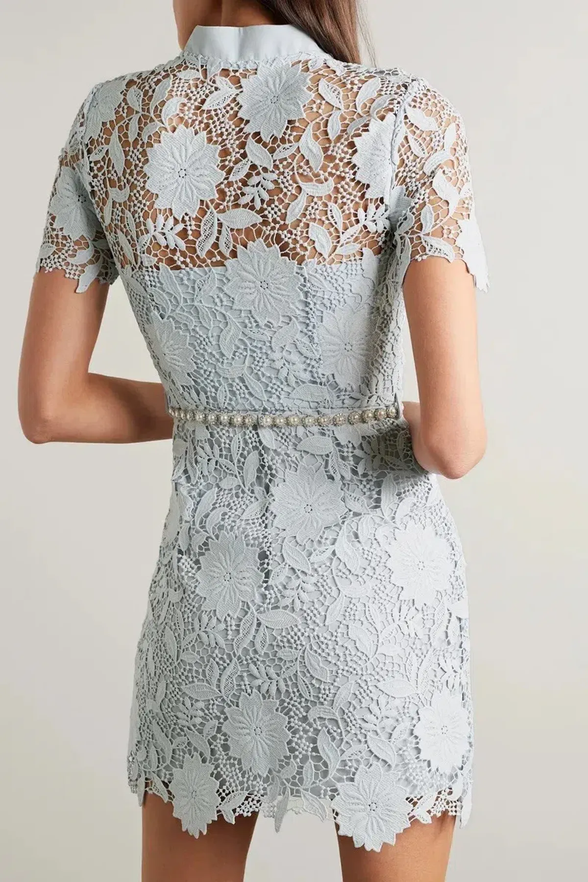Self Portrait blue guipure lace mini dress- Size 6 - Image 2