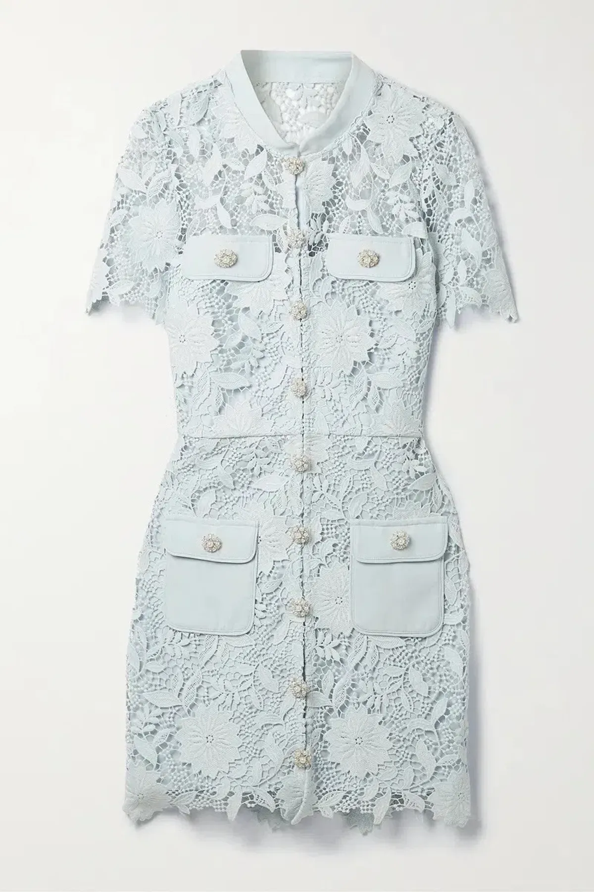 Self Portrait blue guipure lace mini dress- Size 6 - Image 3