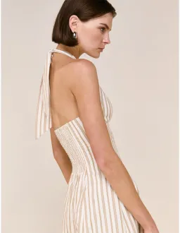 Staple The Label LOLA Halter Midi Dress XS Taupe White Stripe for rent on The Volte - image 5