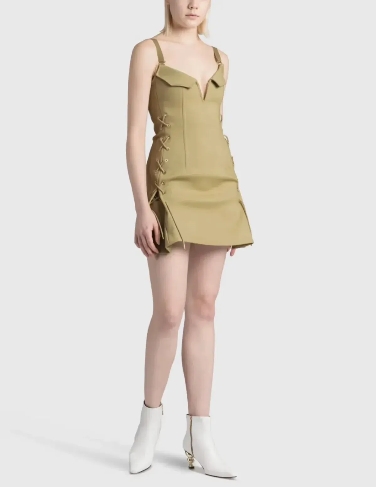 Dion Lee Laced Bonded Mini Dress in Sahara Size 8 - Image 2