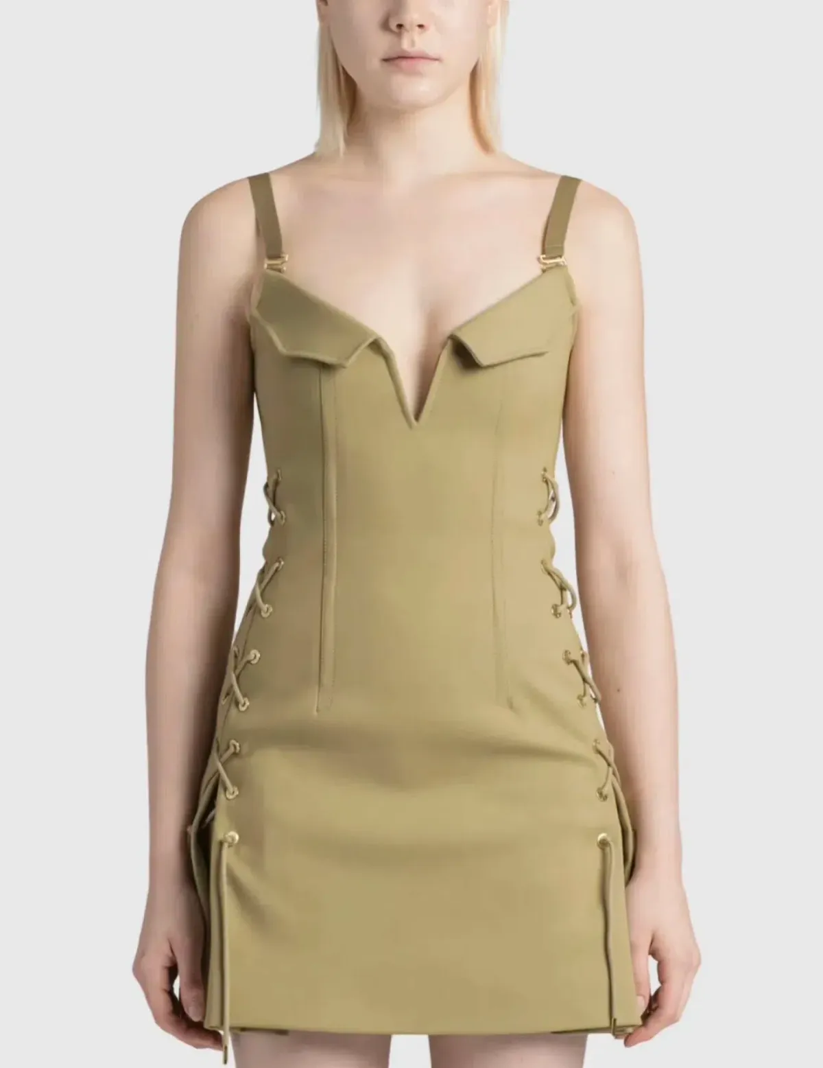 Dion Lee Laced Bonded Mini Dress in Sahara Size 8 - Image 4