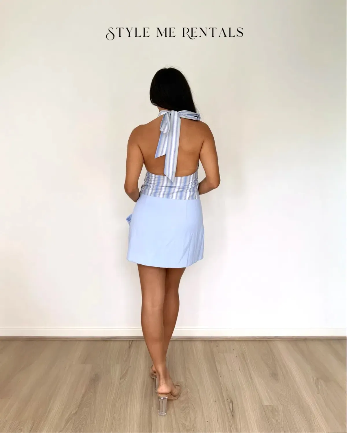 Benni Tiano Mini Dress Blue Stripe Size 10 - Image 5