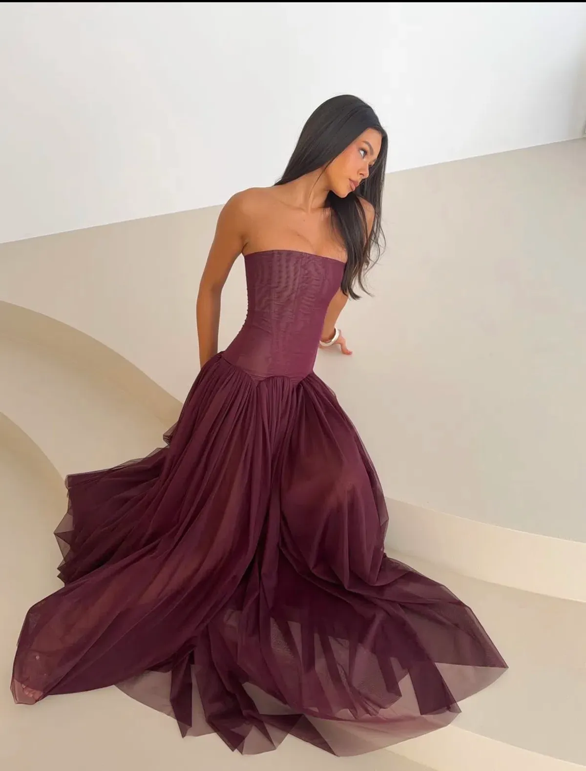 Magic muse dress in colour fig - Image 6