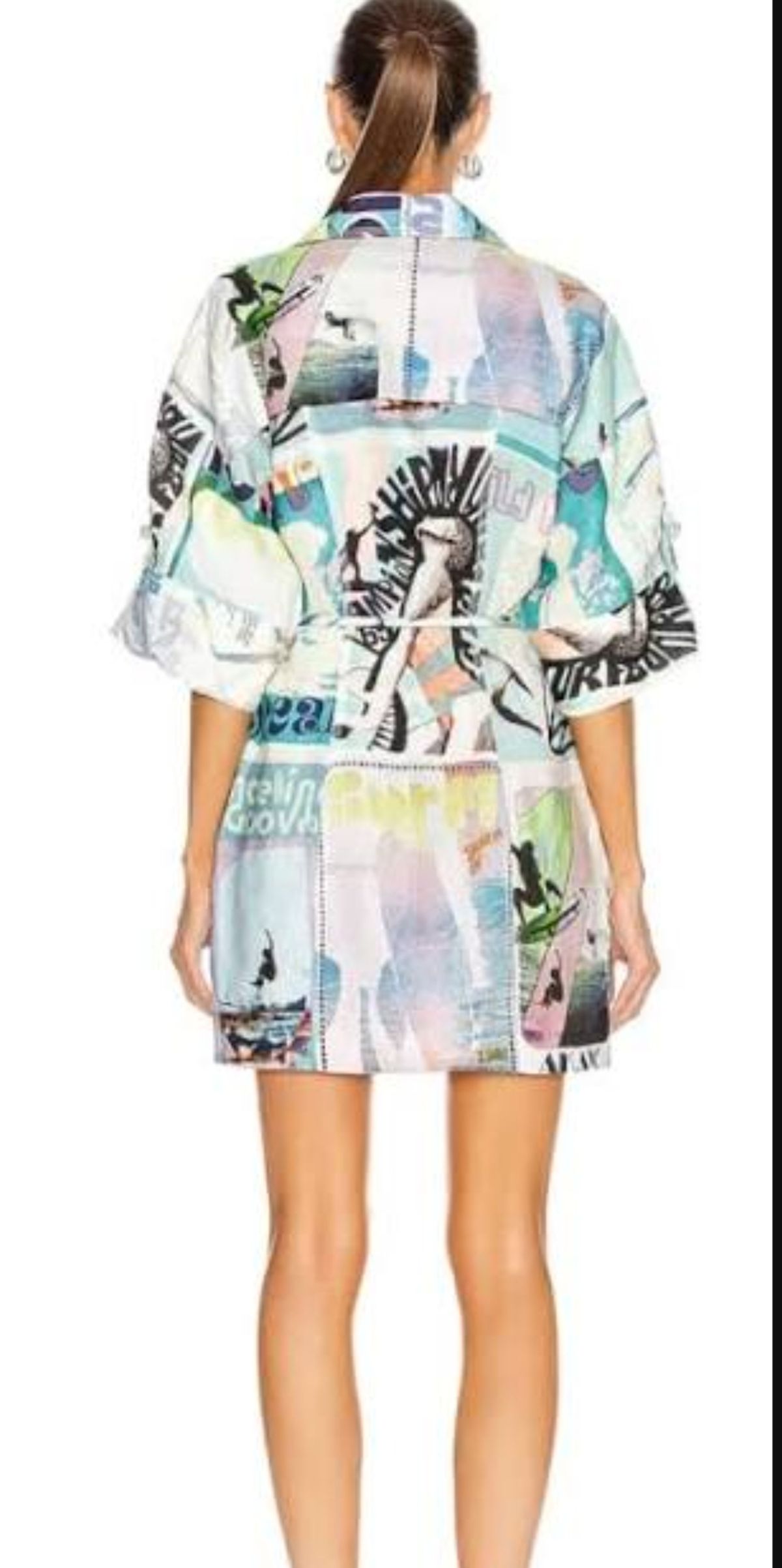 Zimmermann Glassy Safari Mini Dress in Blue Poster Print Size 1 AU 10 - Image 3
