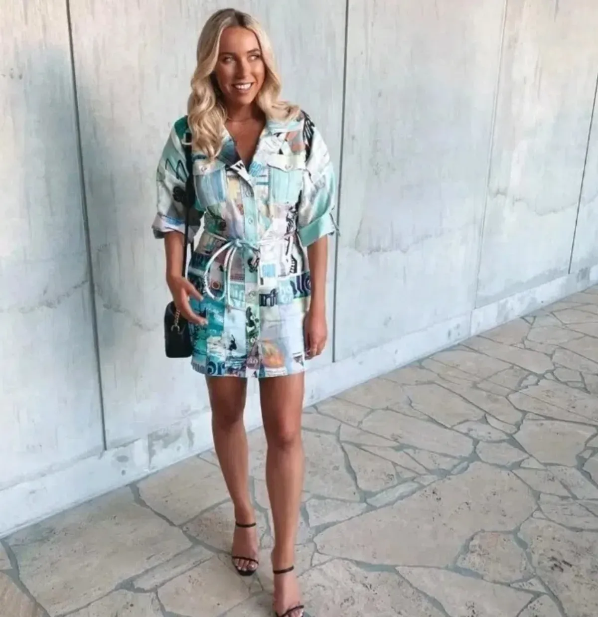 Zimmermann Glassy Safari Mini Dress in Blue Poster Print Size 1 AU 10 - Image 1