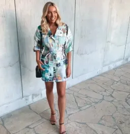 Zimmermann Glassy Safari Mini Dress in Blue Poster Print Size 1 AU 10 for rent on The Volte - image 1