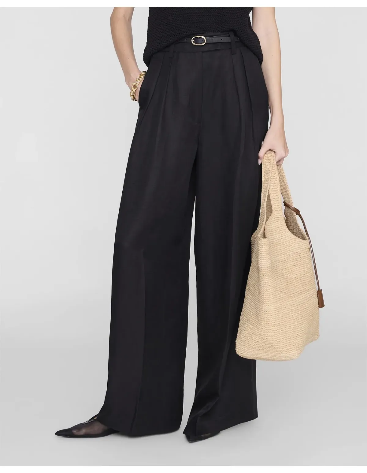 Anine Bing Lou Trouser Black Size 38 FR - Image 1