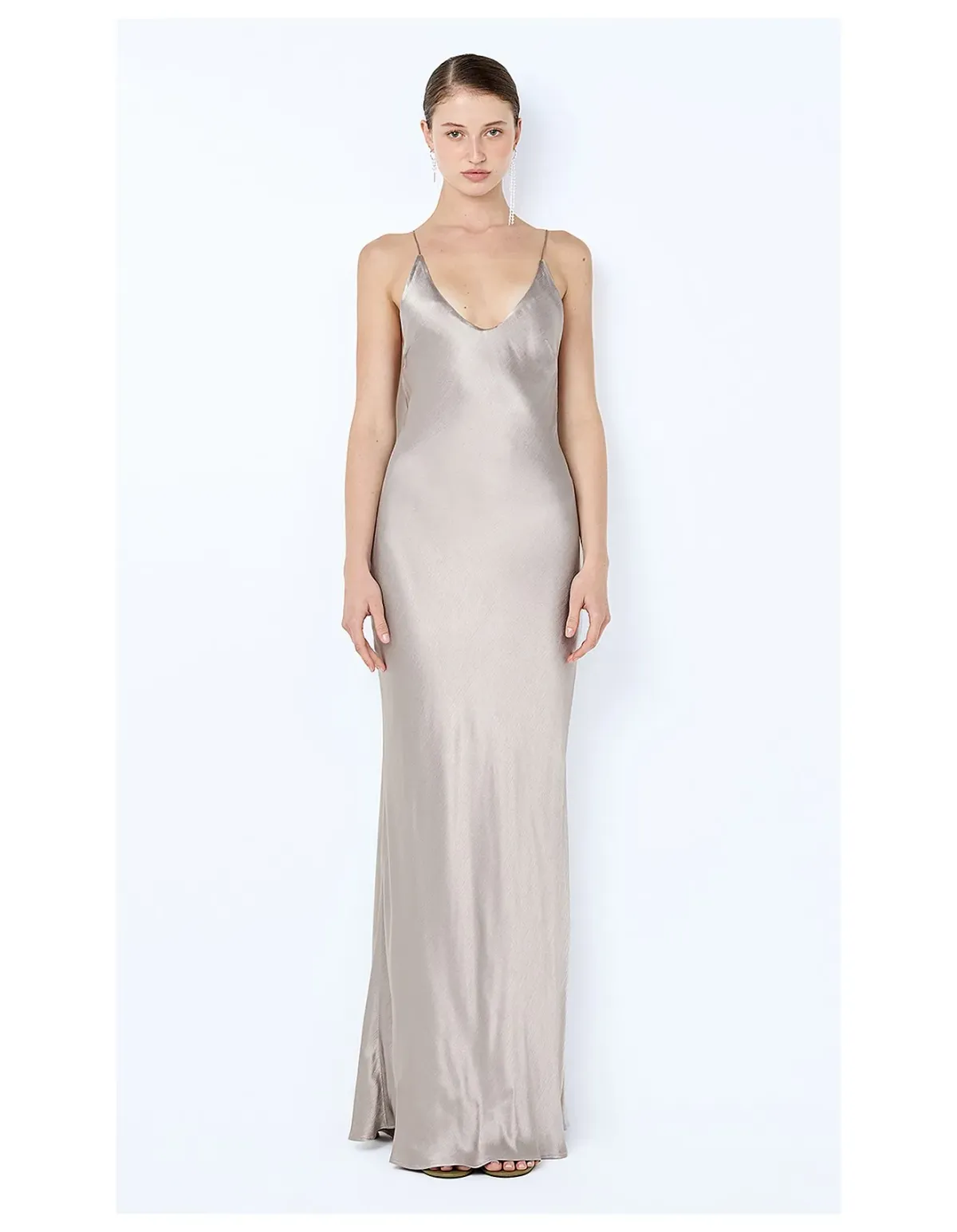 Bec Bridge Florence Scoop Maxi Dress Silver Size 6 - Image 1
