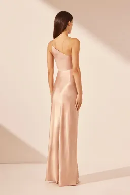 Shona Joy LA LUNE ASYMMETRICAL GATHERED MAXI DRESS - DESERT ROSE AU 6 for rent on The Volte - image 3