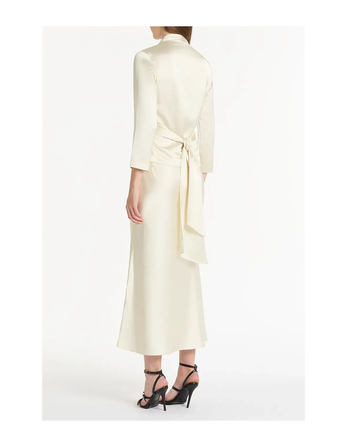 Carla Zampatti Ivory Satin Three Quarter Sleeve Top Size 12 - Image 2