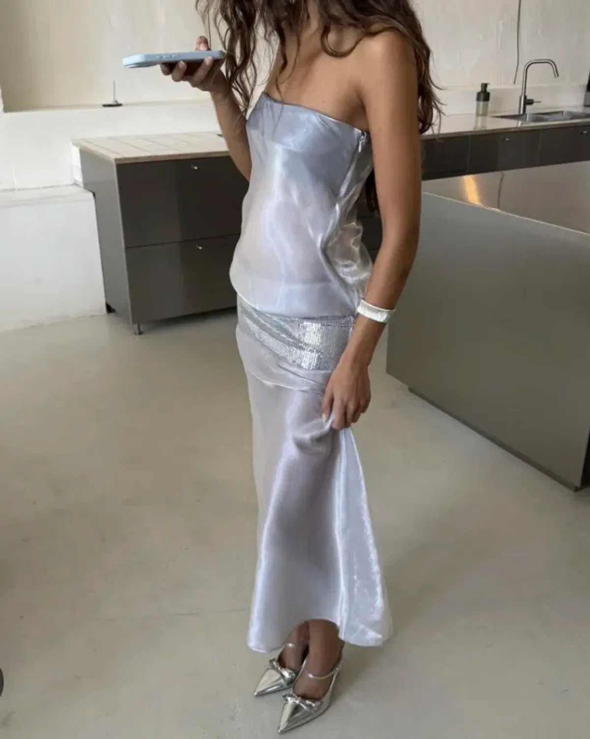 Mode Mischief Melt Max Dress XXS Silver - Image 2