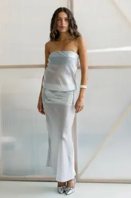 Mode Mischief Melt Max Dress XXS Silver for rent on The Volte - image 1