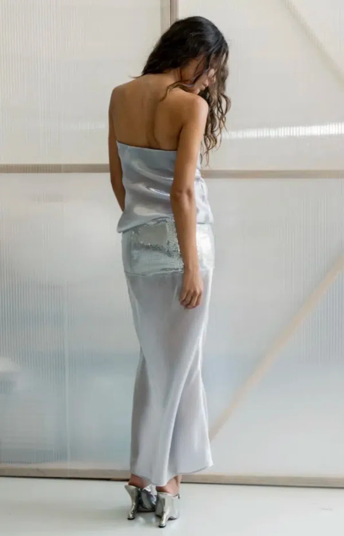 Mode Mischief Melt Max Dress XXS Silver - Image 3