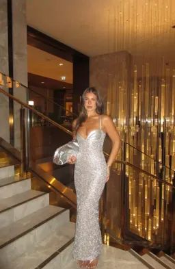 Sira Maxi Dress | Silver - Size 10 for rent on The Volte - image 2