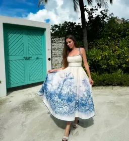 Zimmermann Wylie Picnic Midi Dress in Blue Floral Size 3 AU 14 for rent on The Volte - image 1
