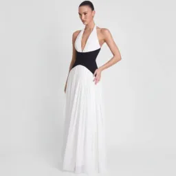 LEAU Harlowe Corset Maxi Dress In Black And White Size XS (6-8) for rent on The Volte - image 1