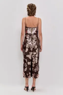🤎 BRAND NEW AJE Halo Midi Sequin Dress – Size 8 - Chocolate Brown - Formal Outfit🤎 for rent on The Volte - image 5