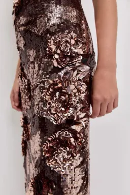 🤎 BRAND NEW AJE Halo Midi Sequin Dress – Size 8 - Chocolate Brown - Formal Outfit🤎 for rent on The Volte - image 8