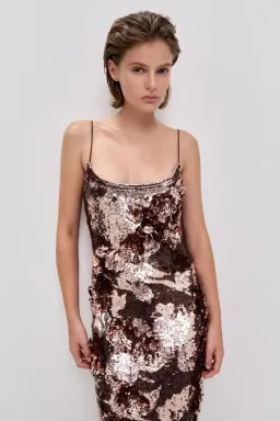 🤎 BRAND NEW AJE Halo Midi Sequin Dress – Size 10 - Chocolate Brown - Formal Evening Outfit🤎 for rent on The Volte - image 9