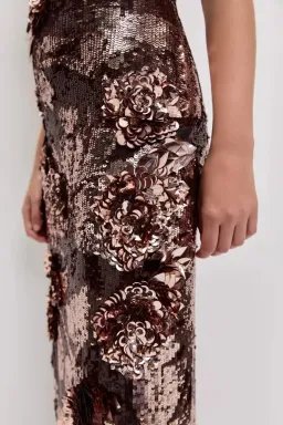 🤎 BRAND NEW AJE Halo Midi Sequin Dress – Size 10 - Chocolate Brown - Formal Evening Outfit🤎 for rent on The Volte - image 8