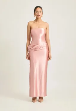 Tojha •  Mylah • Strapless draped satin midi dress • Size 10 for rent on The Volte - image 1