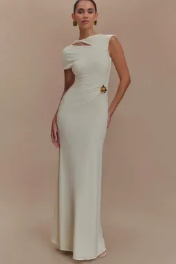 MESHKI - Kaida Slinky Maxi Dress With Hardware - Ivory - Size XS/6 AU for rent on The Volte - image 1