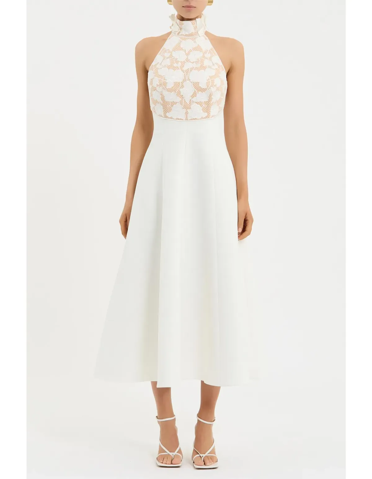 Rebecca Vallance Parrish Midi Dress Size 8 Ivory - Image 1