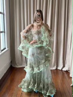 ZIMMERMANN CRUSH EMBELLISED BLOUSE AND FLUTTER MAXI SKIRT for rent on The Volte - image 1