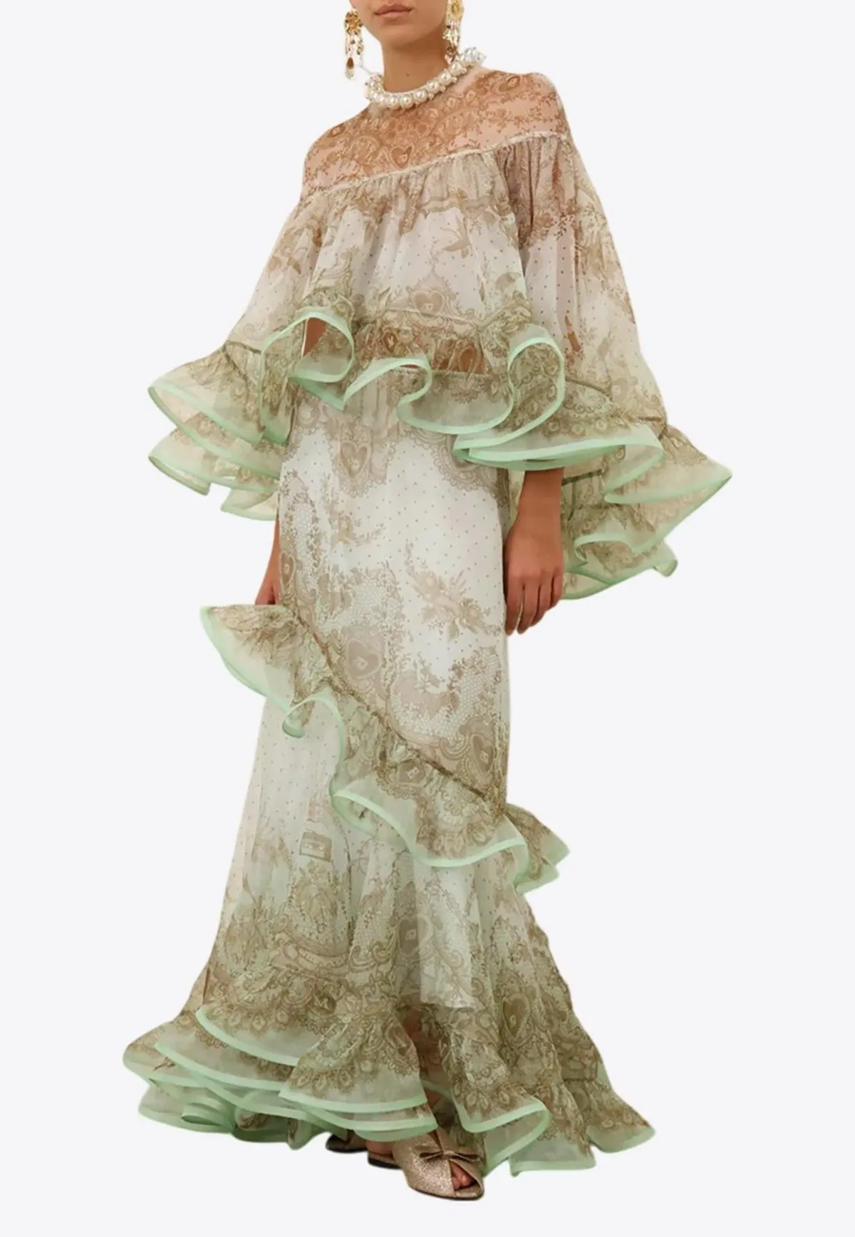ZIMMERMANN CRUSH EMBELLISED BLOUSE AND FLUTTER MAXI SKIRT - Image 3