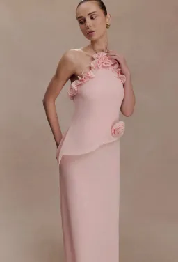 Melissa Chiffon Flower Maxi Dress - Baby Pink for rent on The Volte - image 4
