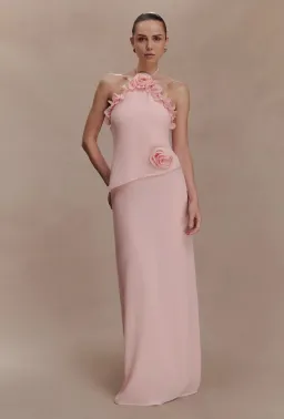 Melissa Chiffon Flower Maxi Dress - Baby Pink for rent on The Volte - image 7